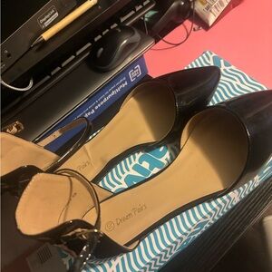 Dream Pairs Black Patent Pointed Toe Ankle Strap Heels